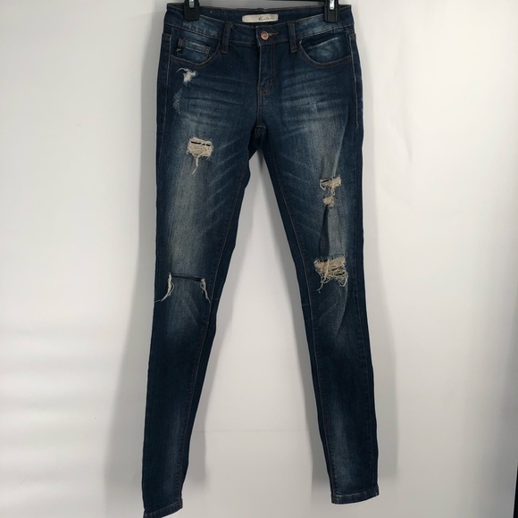 KANCAN Skinny Stretch Jeans Ripped Distressed 24 Women vbk1257r Stretch Denim - Picture 2 of 8
